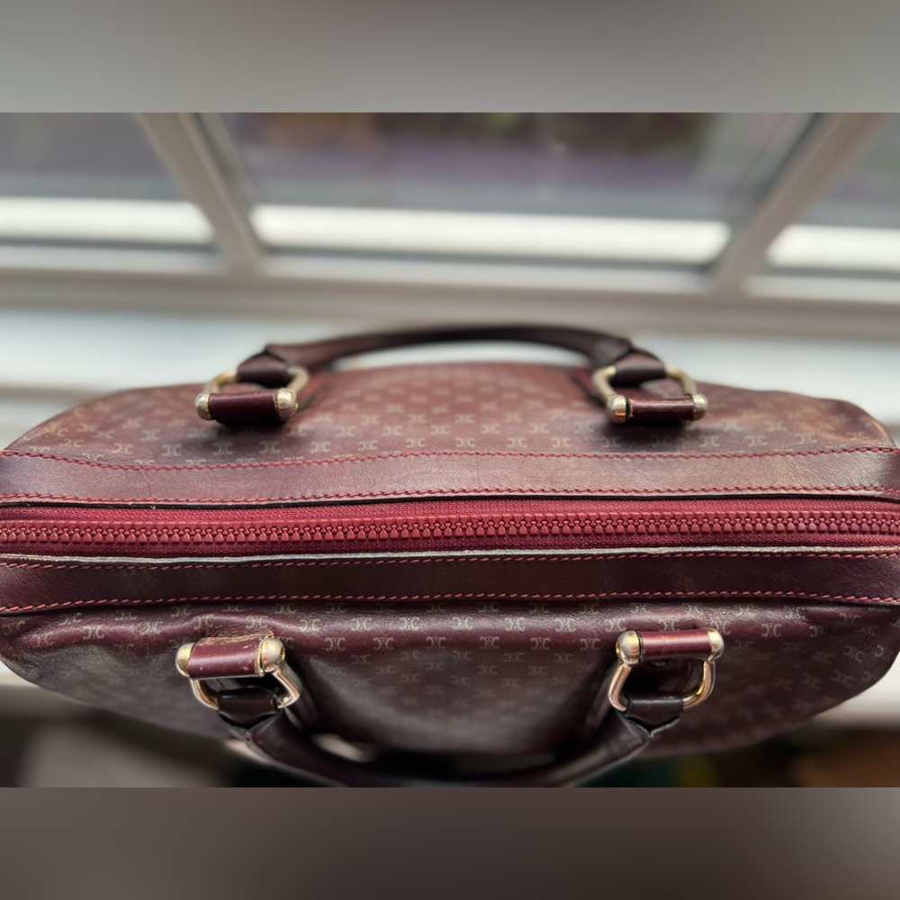 EUC Celine Macadam Burgundy Boston Bag All Leather RARE - Picture 8 of 15